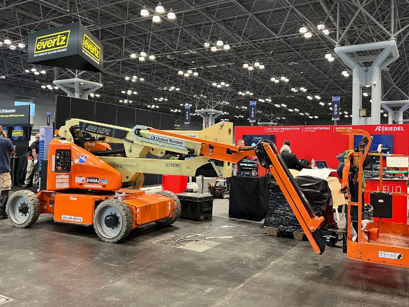 Image of an exhibitor setting up at NAB Show New York. 