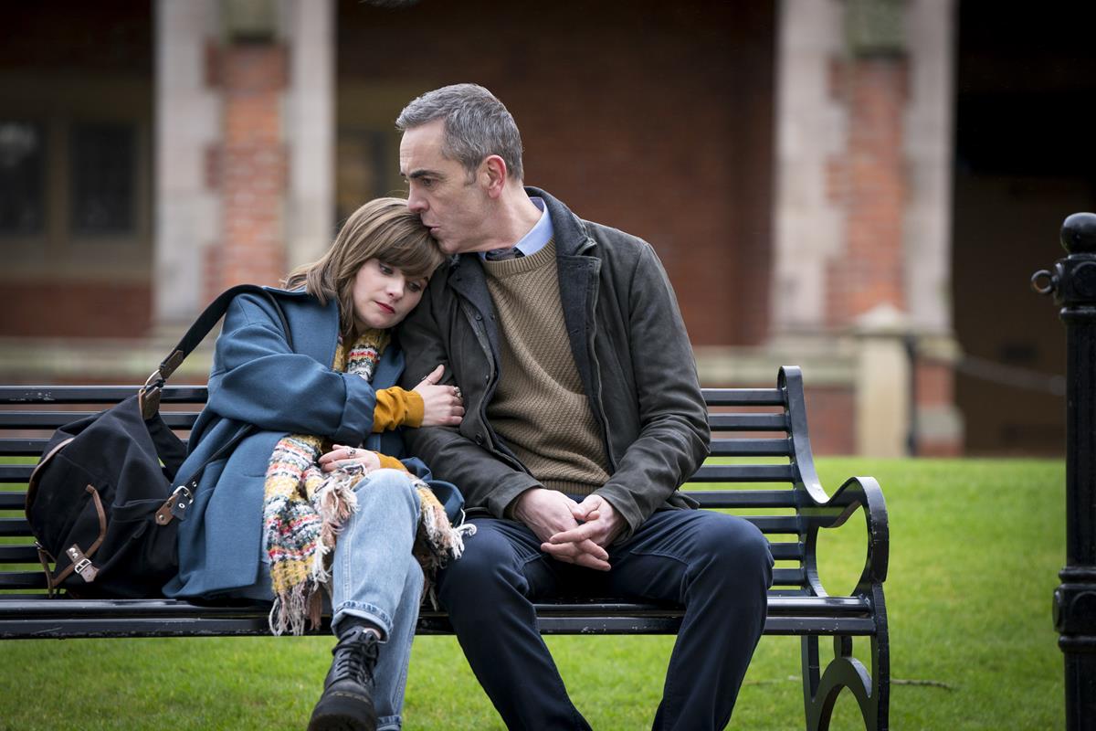 Lola Petticrew as Izzy Brannick and James Nesbitt as Tom Brannick in BLOODLANDS. Cr: HTM Television/Steffan Hill
