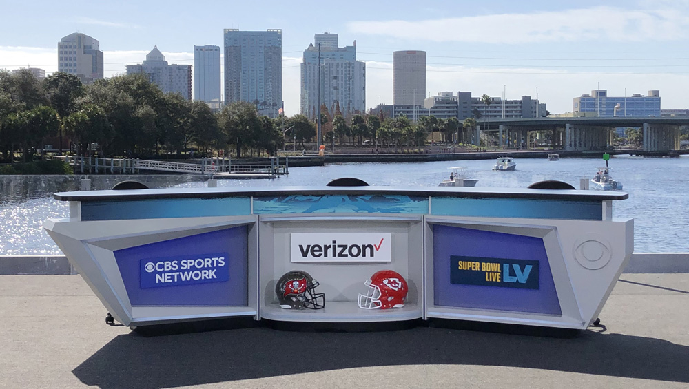 CBS Sports desk for Super Bowl LV in Tampa.