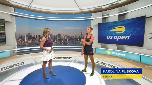 WTA champion Karolina Pliskova looks like she’s standing next to presenter Barbara Schett-Eagle in the Cube in London, but was actually interviewed live at Flushing Meadows.