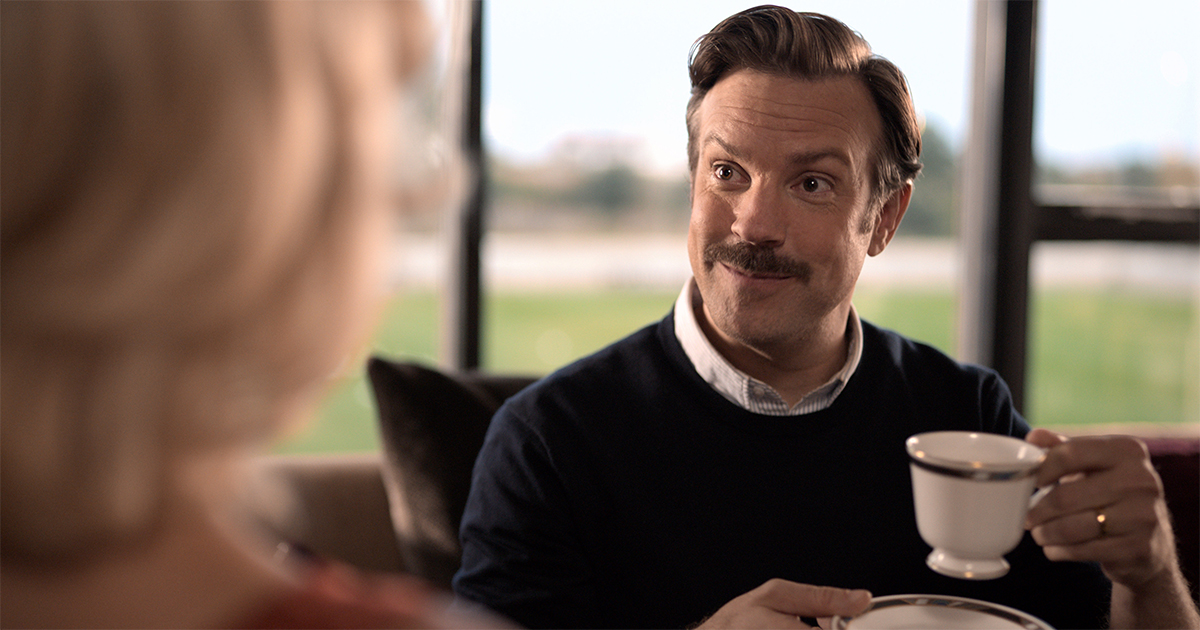 Jason Sudeikis in Ted Lasso, now streaming on Apple TV+.​