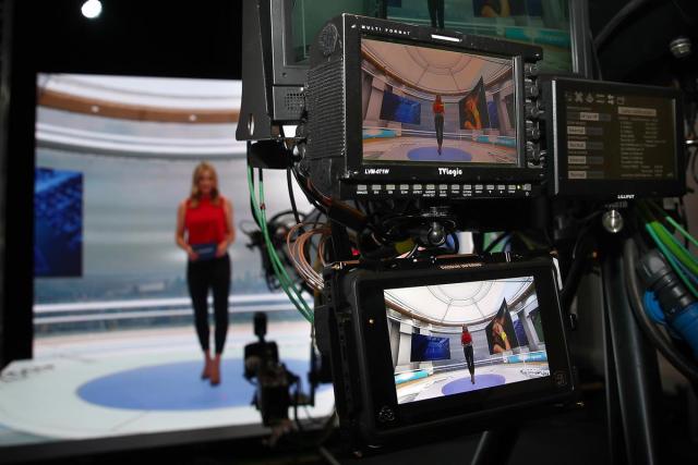 Behind the scenes of The Eurosport Cube (Image courtesy of Harry Miller)