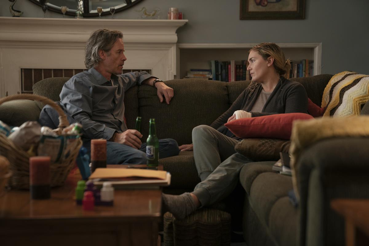 Guy Pearce and Kate Winslet in “Mare of Easttown.” Cr: HBO