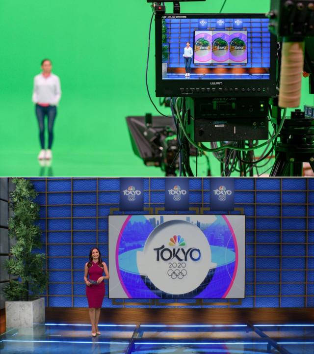 VR Olympic set — before and after. Cr: Telemundo