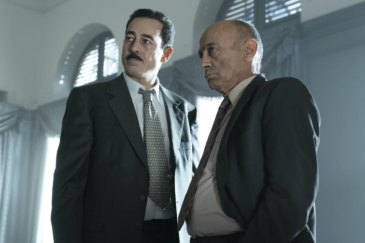 Waleed Zuaiter as Hassan Asfour and Salim Daw as Ahmed Qurei in “Oslo.” Cr: Larry D. Horricks/HBO