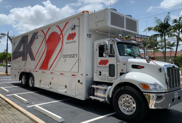Odyssey, MEDIAPRO Canada’s 40ft 4K expando mobile, was on-site at the DRV PNK Stadium in Fort Lauderdale to produce a total of nine games. Cr: NativeWaves