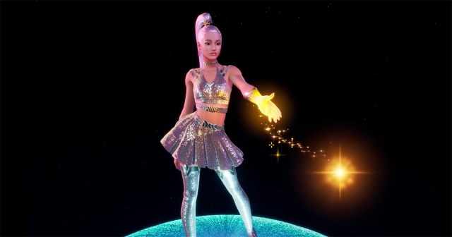 A screenshot from the psychedelic Ariana Grande live experience on “Fortnite.” Cr: Epic Games