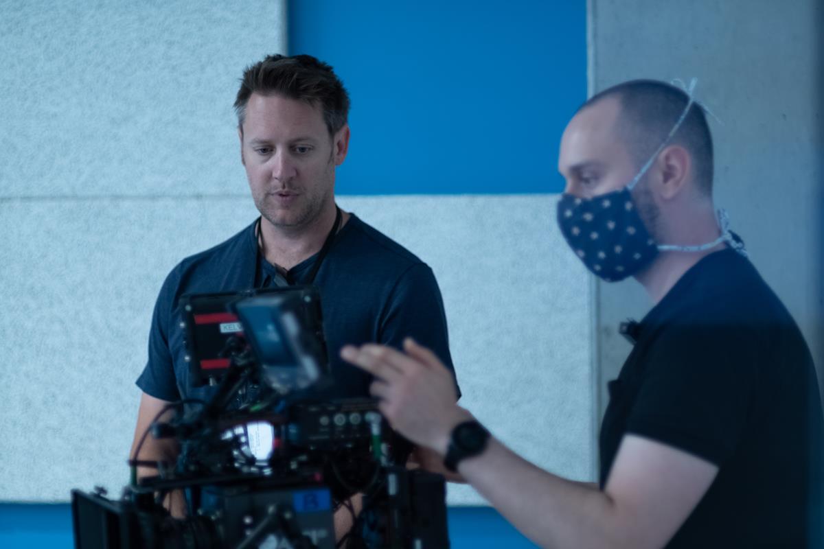Director Neill Blomkamp and VFX supervisor Viktor Muller on the set of “Demonic.” Cr: IFC Midnight