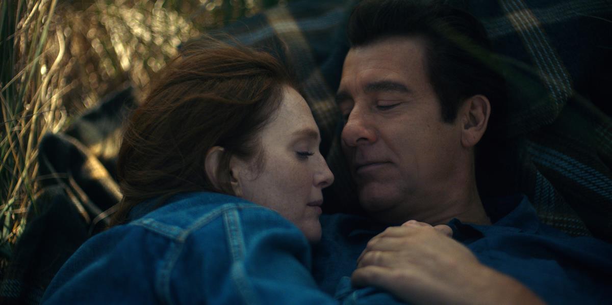 Julianne Moore and Clive Owen in “Lisey’s Story,” now streaming on Apple TV+.