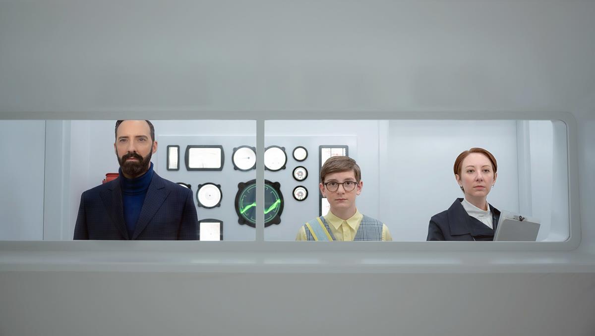 Tony Hale as Mr. Benedict, Ben Daon as Isaac, and Trenna Keating as Dr. Garrison in Episode 6 of “The Mysterious Benedict Society.” Cr: Disney