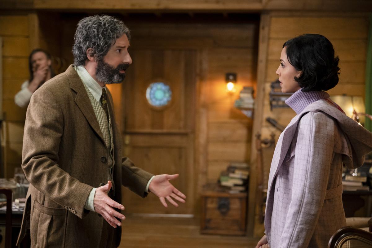 Tony Hale as Mr. Benedict and Gia Sandhu as Ms. Perumal in Episode 5 of “The Mysterious Benedict Society.” Cr: Disney