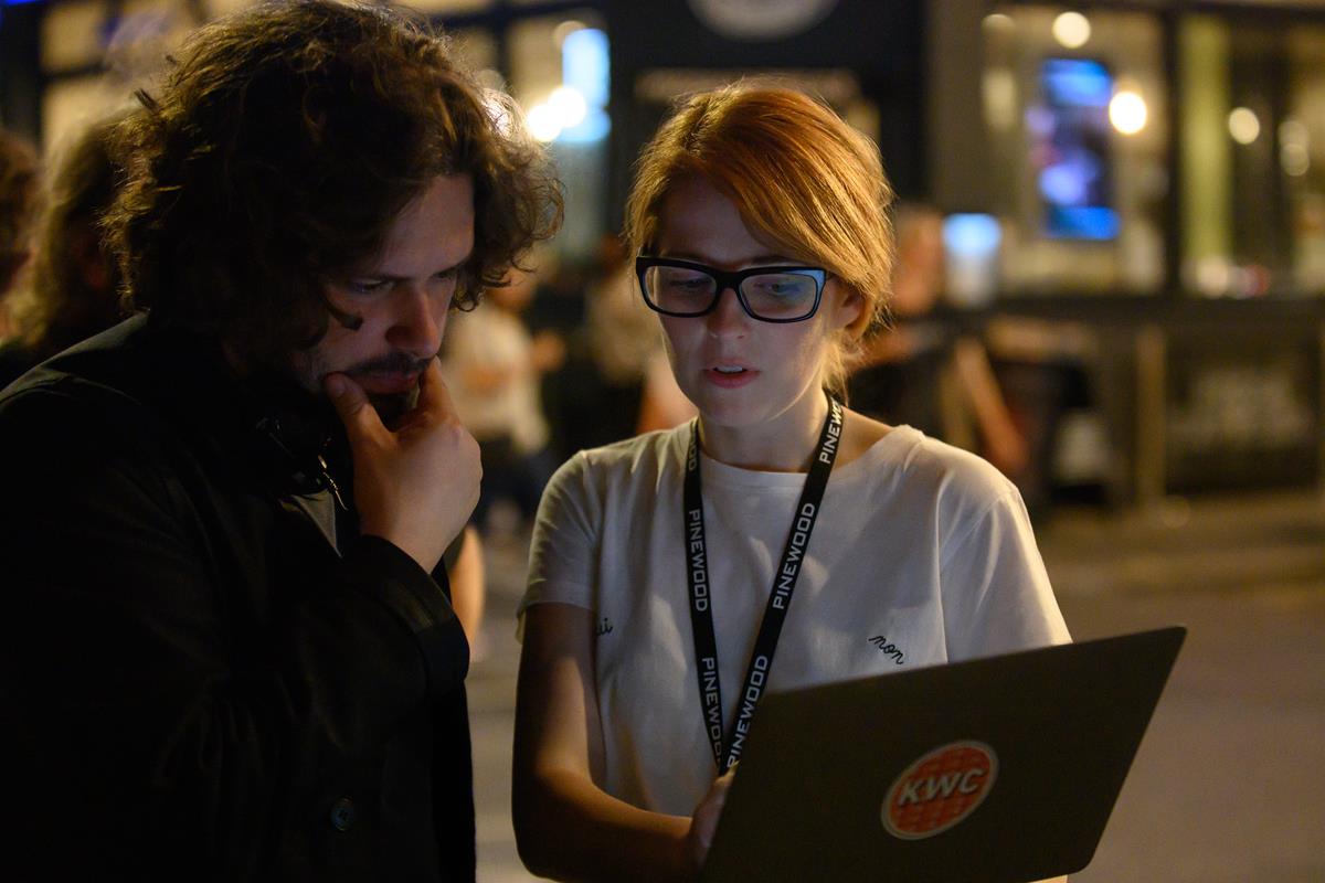 Director Edgar Wright and Writer Krysty Wilson-Cairns on the set of “Last Night in Soho.” Cr: Focus Features