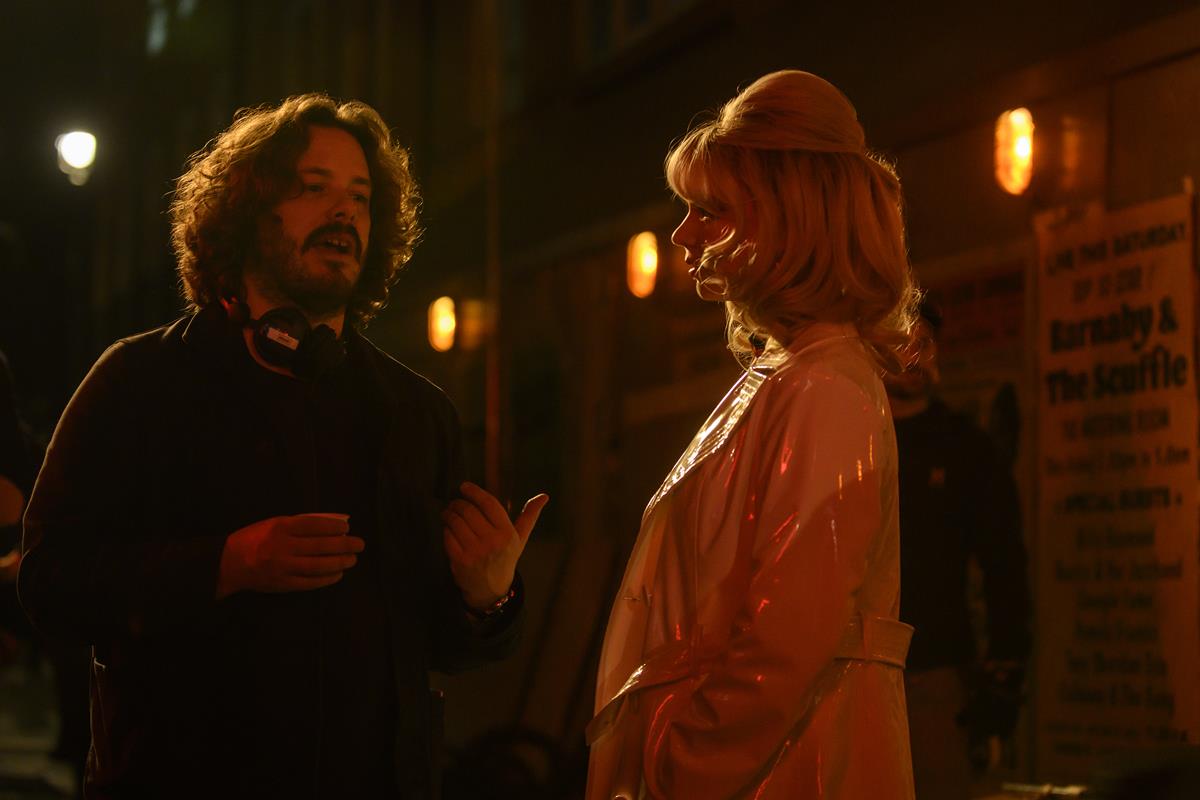 Director Edgar Wright and Anya Taylor-Joy on the set of “Last Night in Soho.” Cr: Focus Features