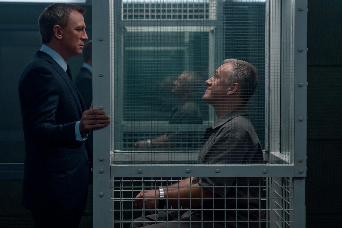 Daniel Craig as James Bond and Christoph Waltz as Blofeld in “No Time To Die.” Cr: MGM
