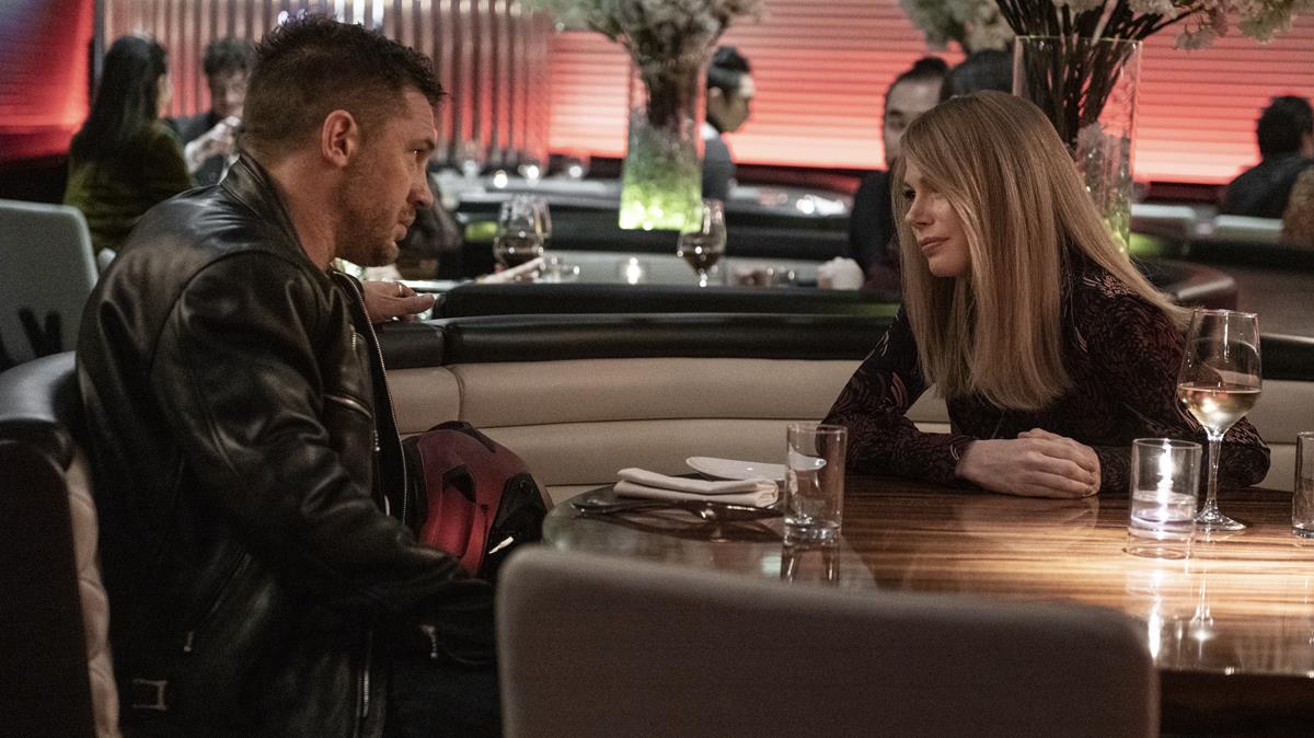 Michelle Williams as Anne Weying and Tom Hardy as Eddy Brock in “Venom: Let There Be Carnage.” Cr: Sony Pictures