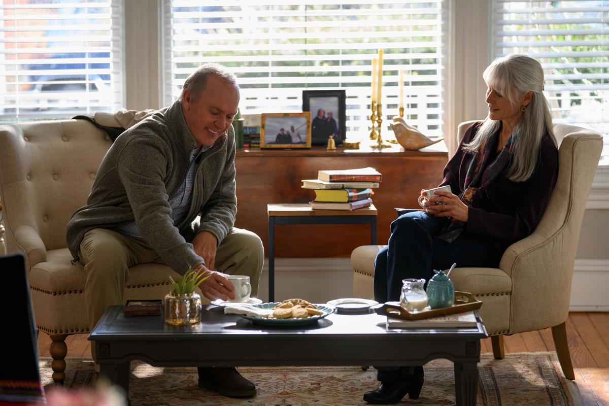 Michael Keaton as Dr. Samuel Finnix and Glynnis O’Conner as Barbara Lee in episode 3 of “Dopesick.” Cr: Hulu