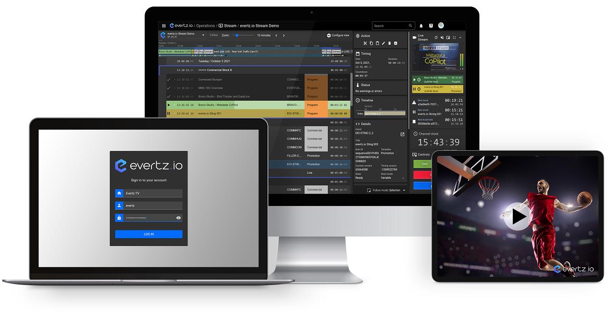 Designed for OTT and DTC applications, evertz.io Stream boasts features and functions usually found in more traditional linear broadcast channels.