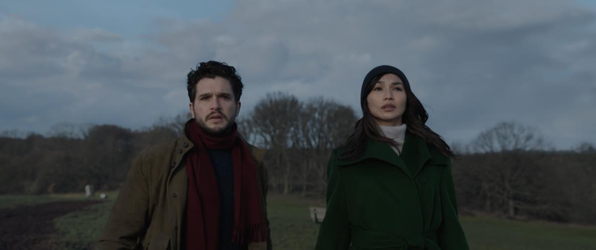 Kit Harington as Black Knight and Gemma Chan as Sersi in director Chloé Zhao’s “Eternals.” Cr: Marvel Studios