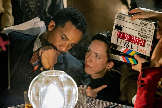André Holland and director Rebecca Hall on the set of “Passing.” Cr: Netflix