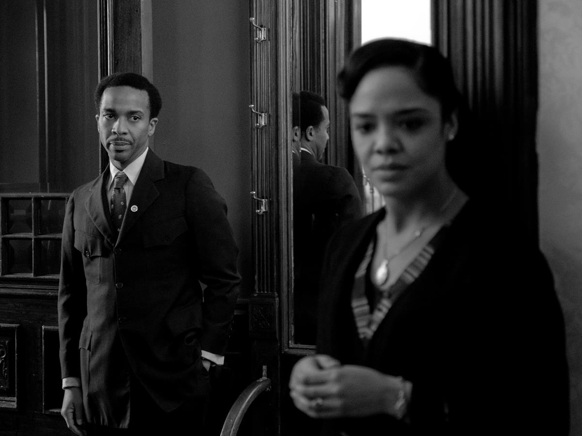 André Holland as Brian and Tessa Thompson as Irene in director Rebecca Hall’s “Passing.” Cr: Netflix