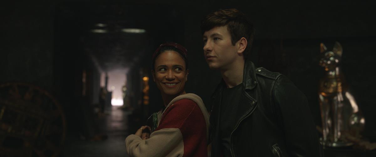 Lauren Ridloff as Makkari and Barry Keoghan as Druig in director Chloé Zhao’s “Eternals.” Cr: Marvel Studios