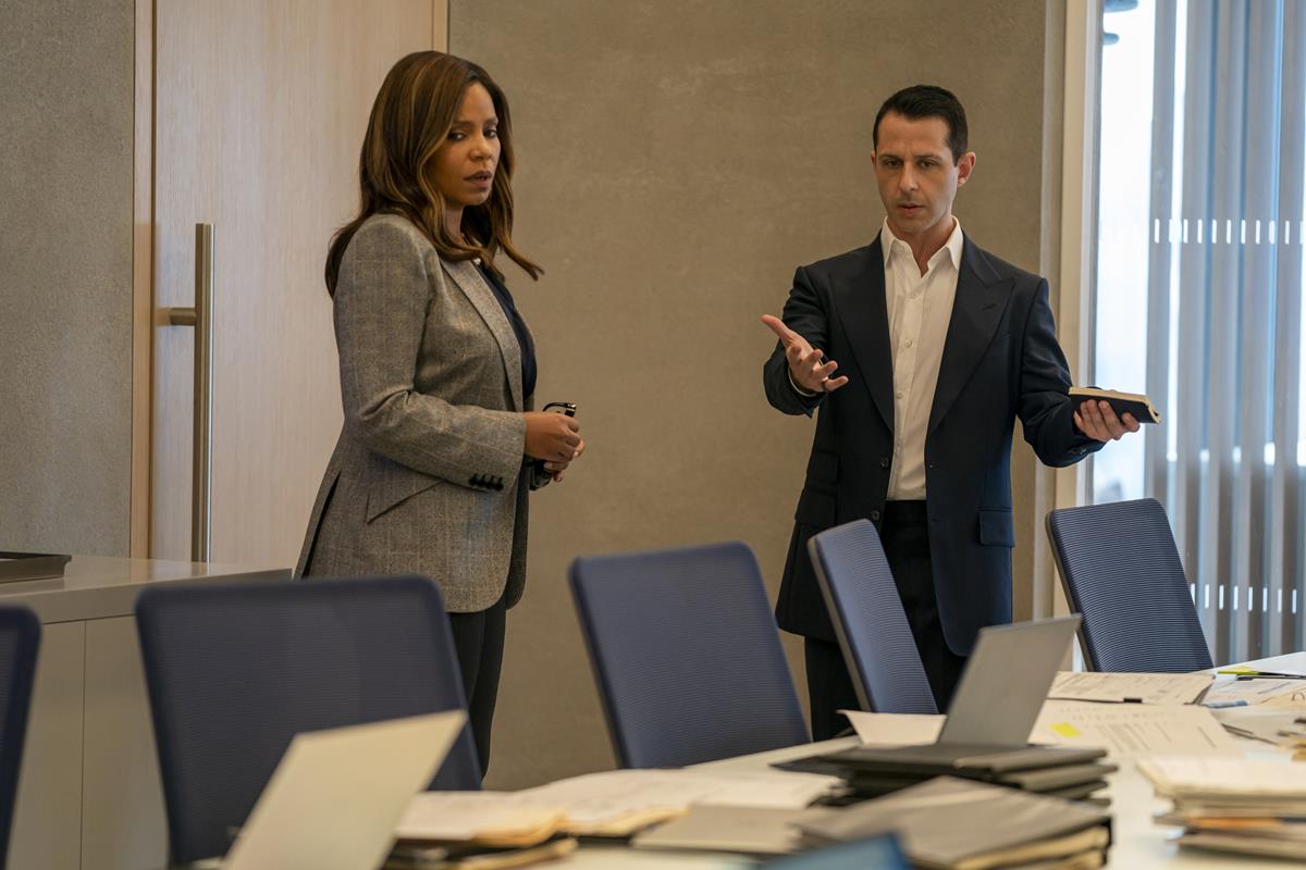 Sanaa Lathan as Lisa Arthur and Jeremy Strong as Kendall Roy in Season 3 Episode 6 of “Succession.” Cr: HBO