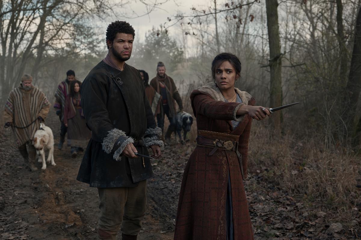 Marcus Rutherford as Perrin Aybara and Madeleine Madden as Egwene al’Vere in episode 3 of “The Wheel of Time.” Cr: Amazon Studios