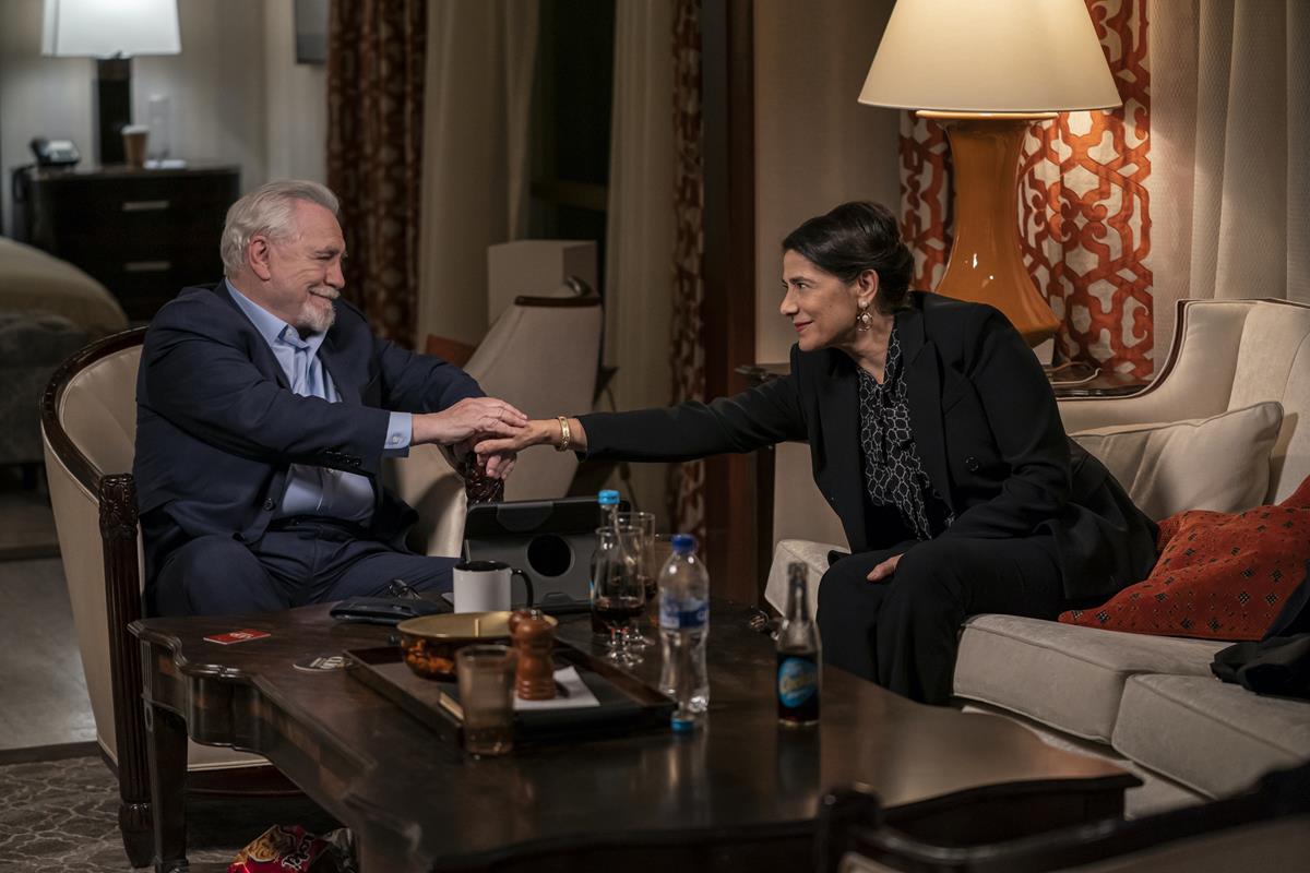 Brian Cox as Logan Roy and Hiam Abbass as Marcia Roy in Season 3 Episode 2 of “Succession.” Cr: HBO