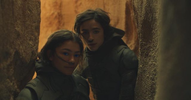 Zendaya as Chani and Timothée Chalamet as Paul Atreides in director Denis Villeneuve’s “Dune.” Cr: Warner Bros