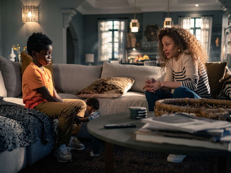 Tawny Cypress as Taissa and Aiden Stoxx as Sammy Abara-Turner in season 1 episode 3 of “Yellowjackets.” Cr: Showtime