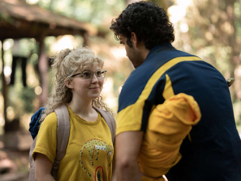 Samantha Hanratty as Teen Misty and Steven Krueger as Ben Scott in season 1 episode 7 of “Yellowjackets.” Cr: Showtime
