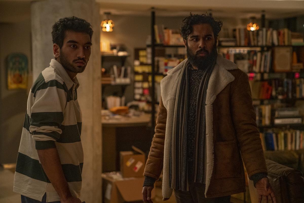 Andy McQueen as Sayid and Himesh Patel as Jeevan Chaudhary in season 1 episode 1 of “Station Eleven.” Cr: Warner Media