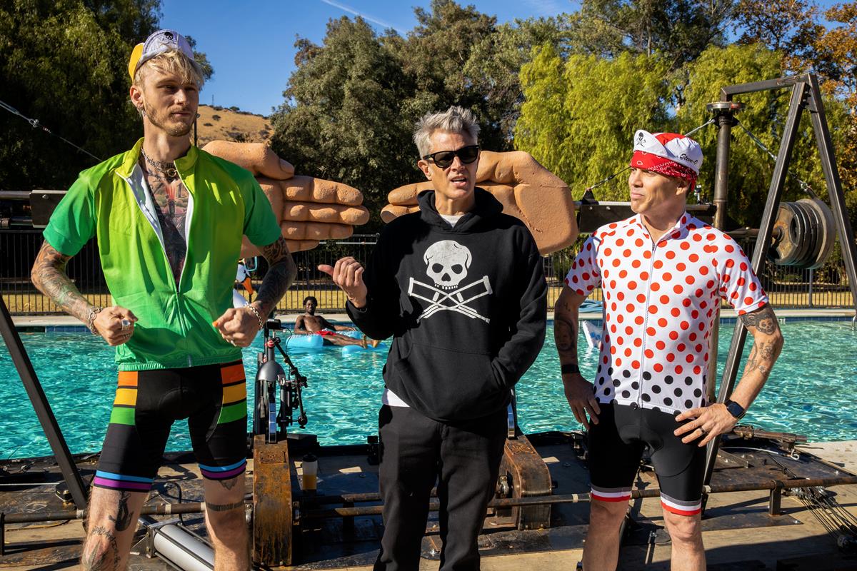 Machine Gun Kelly, Johnny Knoxville, and Steve-O in director Jeff Tremaine’s “Jackass Forever.” Cr: Paramount Pictures/MTV Entertainment Studios