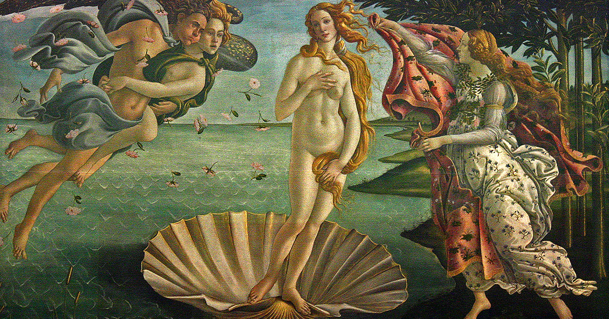 Galleria degli Uffizi, "The Birth of Venus," c. 1486, Alessandro Botticelli (1445-1510), photo by Frans Vandewalle