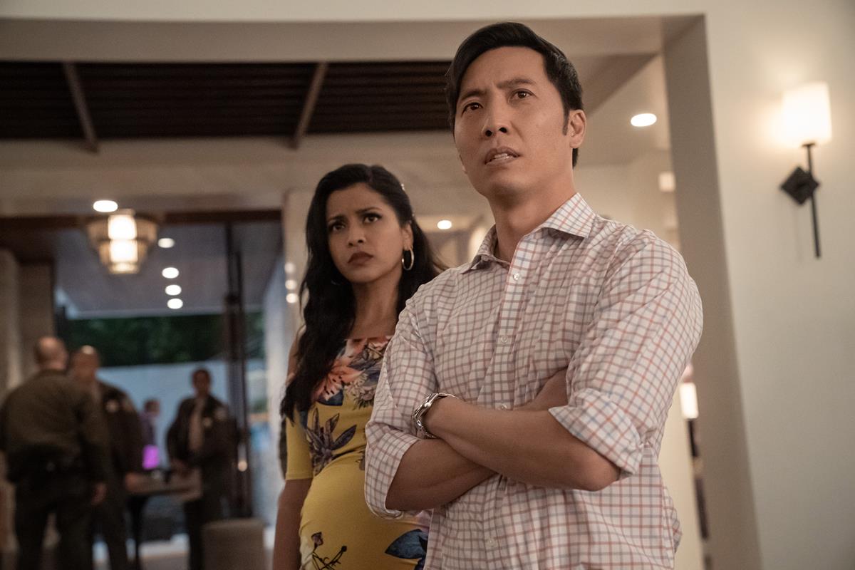 Tiya Sircar as Jennifer #1 and Kelvin Yu as Ned in episode 8 of “The Afterparty.” Cr: Apple TV+