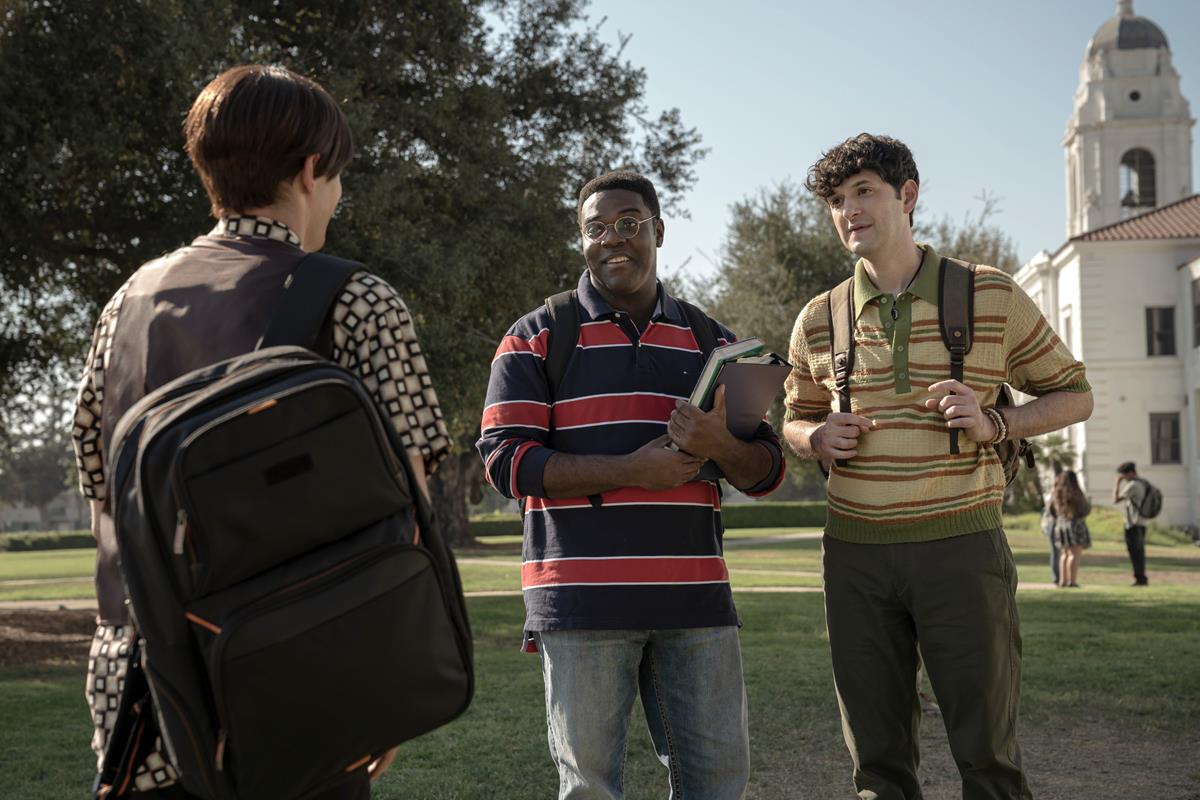Dave Franco as Xavier, Sam Richardson as Aniq, and Ben Schwartz as Yasper in episode 5 of “The Afterparty.” Cr: Apple TV+