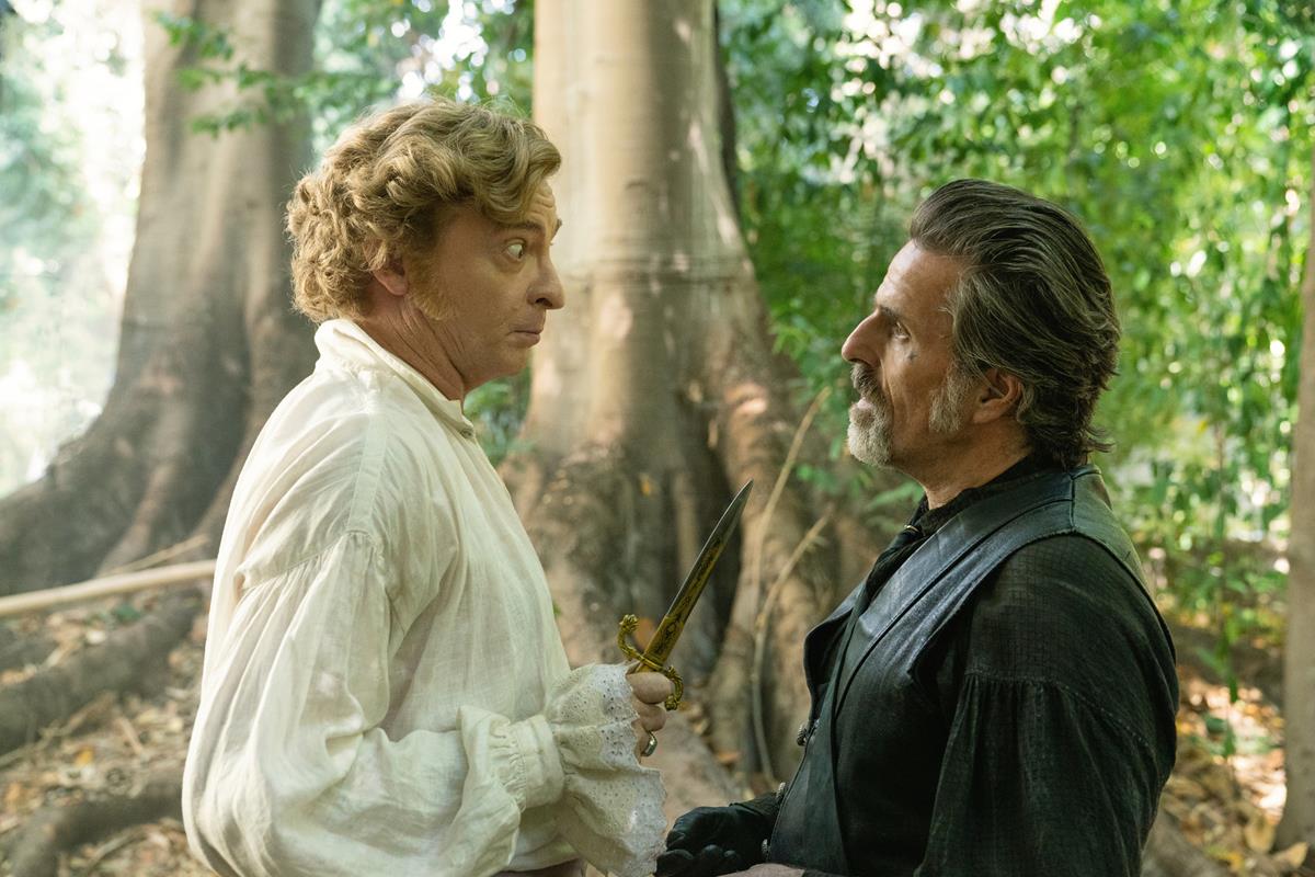 Rhys Darby as Stede Bonnet and Con O’Neill as Izzy Hands season 1 episode 2 of “Our Flag Means Death.” Cr: Warner Media