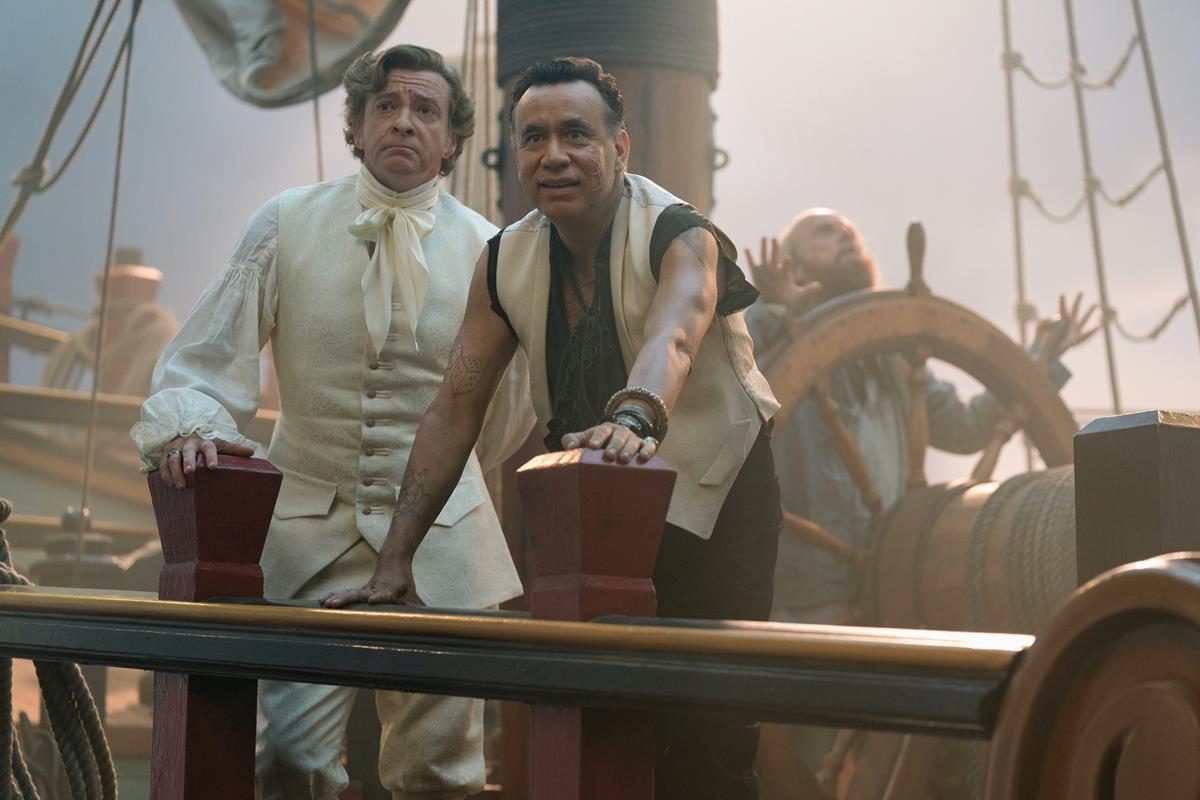 Rhys Darby as Stede Bonnet, Fred Armisen as Geraldo, and Ewen Bremner as Buttons in season 1 episode 3 of “Our Flag Means Death.” Cr: Warner Media
