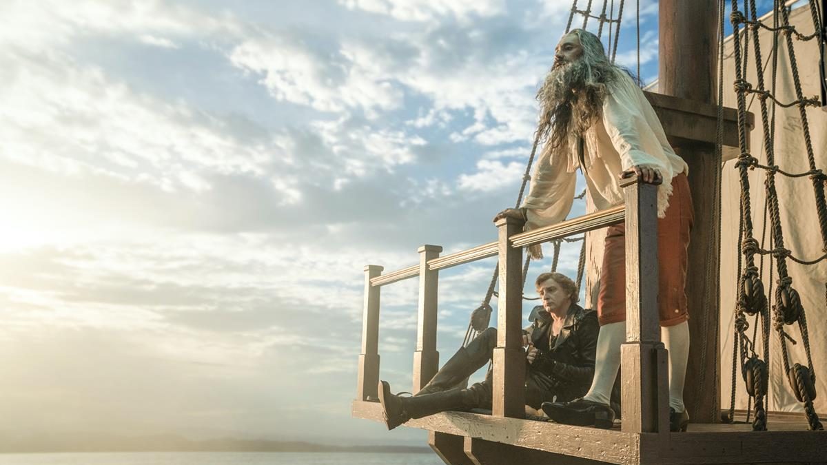 Rhys Darby as Stede Bonnet and Taika Waititi as Blackbeard in season 1 episode 444 of “Our Flag Means Death.” Cr: Warner Media