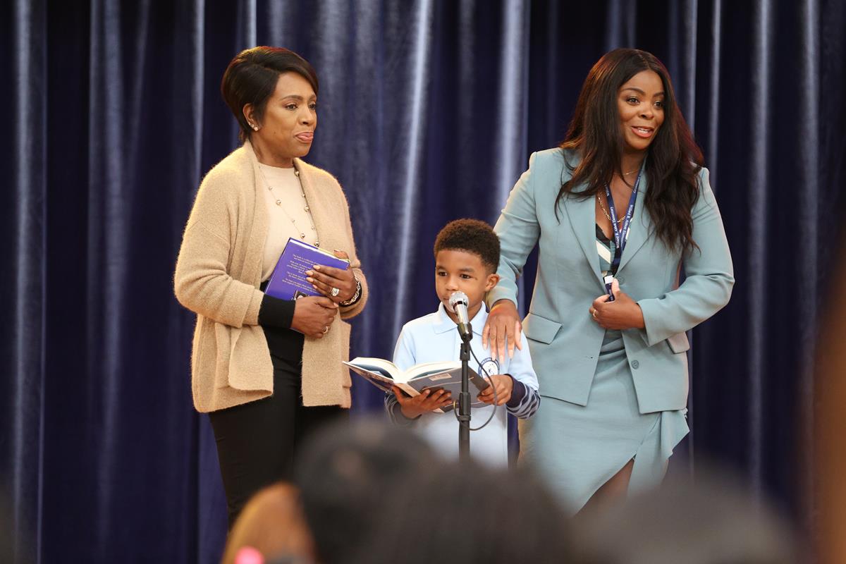 Sheryl Lee Ralph as Barbara Howard, Levi Mynatt as Will, and Janelle James as Ava Coleman in episode 2 of “Abbott Elementary.” Cr: ABC