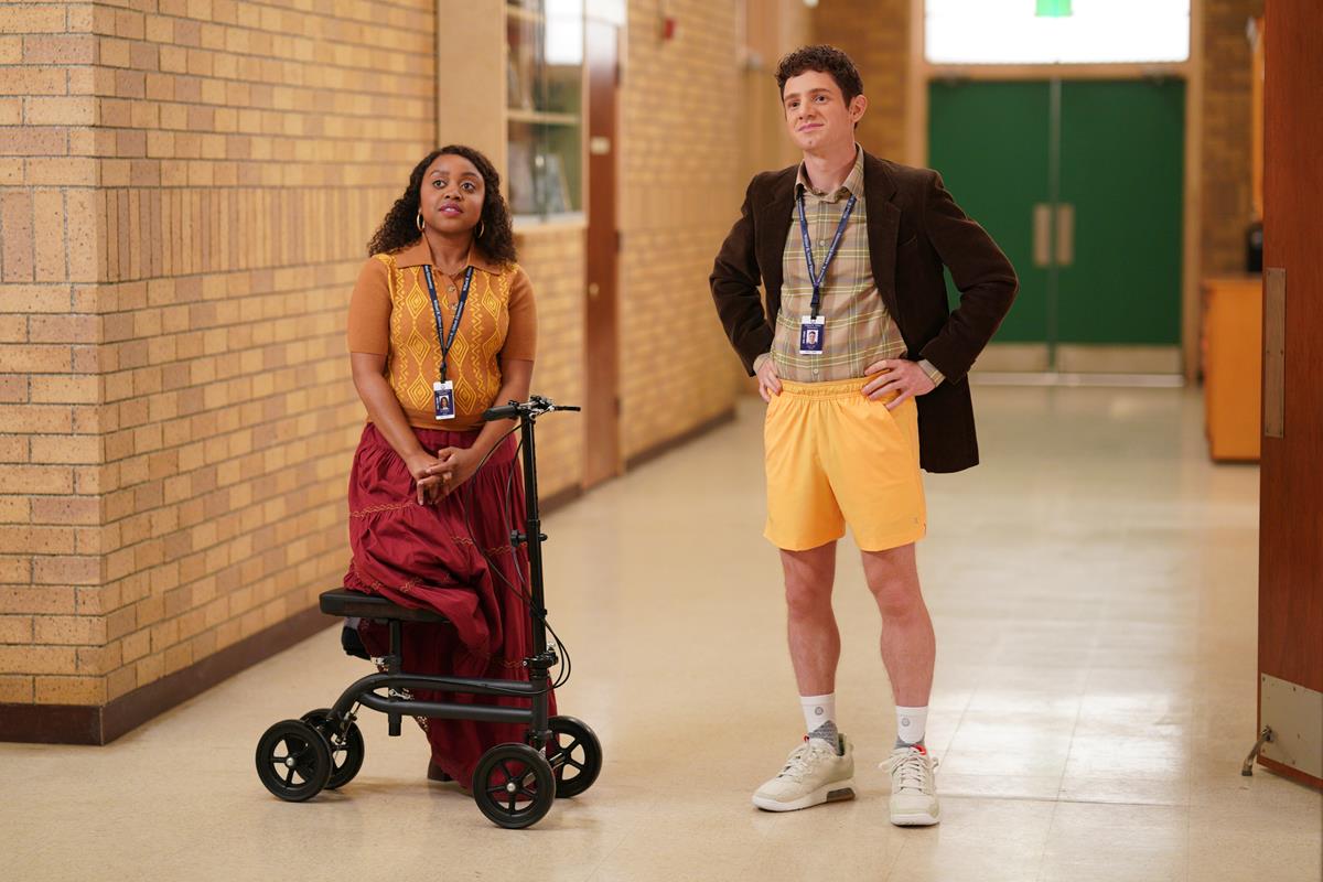 Quinta Brunson as Janine Teagues and Chris Perfetti as Jacob Hill in episode 11 of “Abbott Elementary.” Cr: ABC