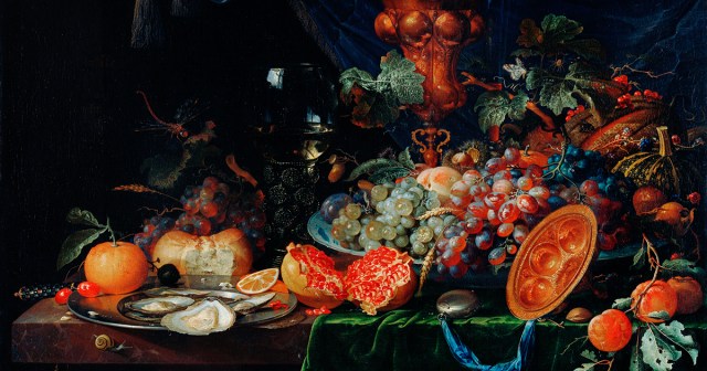 Fruits and oysters by Abraham Mignon (1660-1679). Original from the Rijksmuseum, digitally enhanced by rawpixel