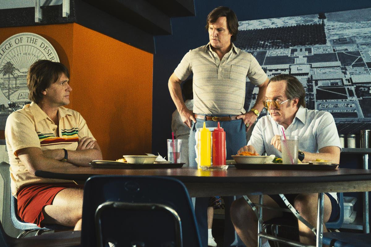 Jason Segel as Paul Westhead, John C. Reilly as Jerry Buss, and Tracy Letts as Jack McKinney in season 1 episode 4 of “Winning Time: The Rise of the Lakers Dynasty.” Cr: Warrick Page/Warner Media