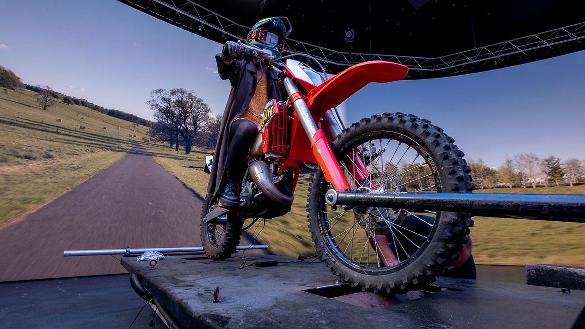 Sky Studios utilized virtual production techniques to shoot motocross action scenes for “The Rising” at ARRI Stage London. Cr: Creative Technology/Will Case