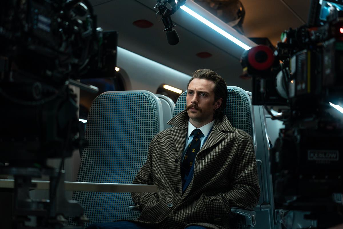 Aaron Taylor-Johnson on the set of director David Leitch’s “Bullet Train.” Cr: Scott Garfield/Sony Pictures