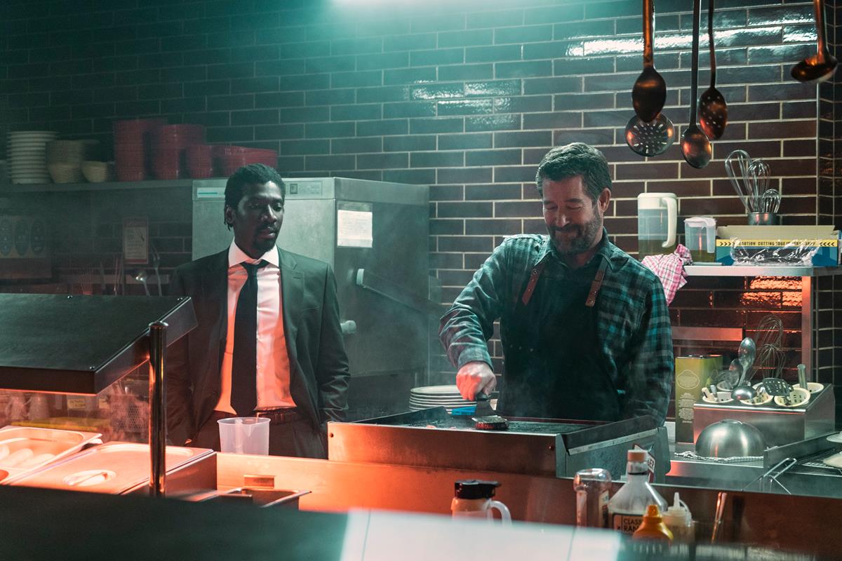 James Udom as Garry Fletcher and Steven Brand as Marsh Janowski in season 1 episode 5 of “The Sandman.” Cr: Liam Daniel/Netflix