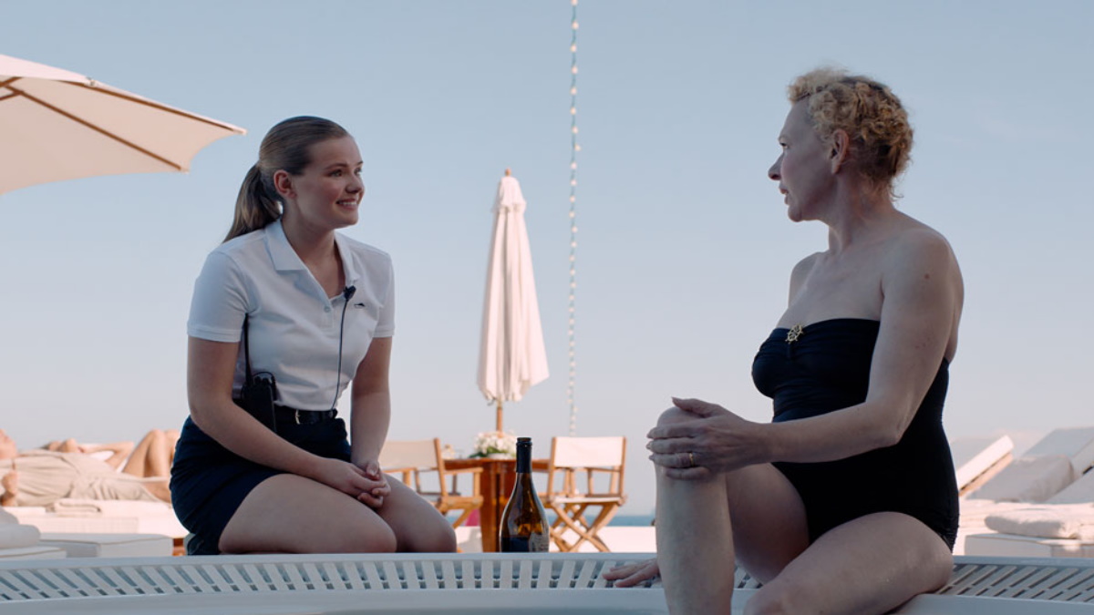 Sunnyi Melles as Vera and Alicia Eriksson as Alicia in director Ruben Östlund’s “Triangle of Sadness.” Cr: NEON