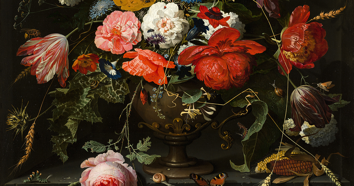 Flowers in a Metal Vase. Creator: Abraham Mignon. Date:1670. Institution: Mauritshuis. Provider: Digitale Collectie. Providing Country: Netherlands. PD for Public Domain Mark