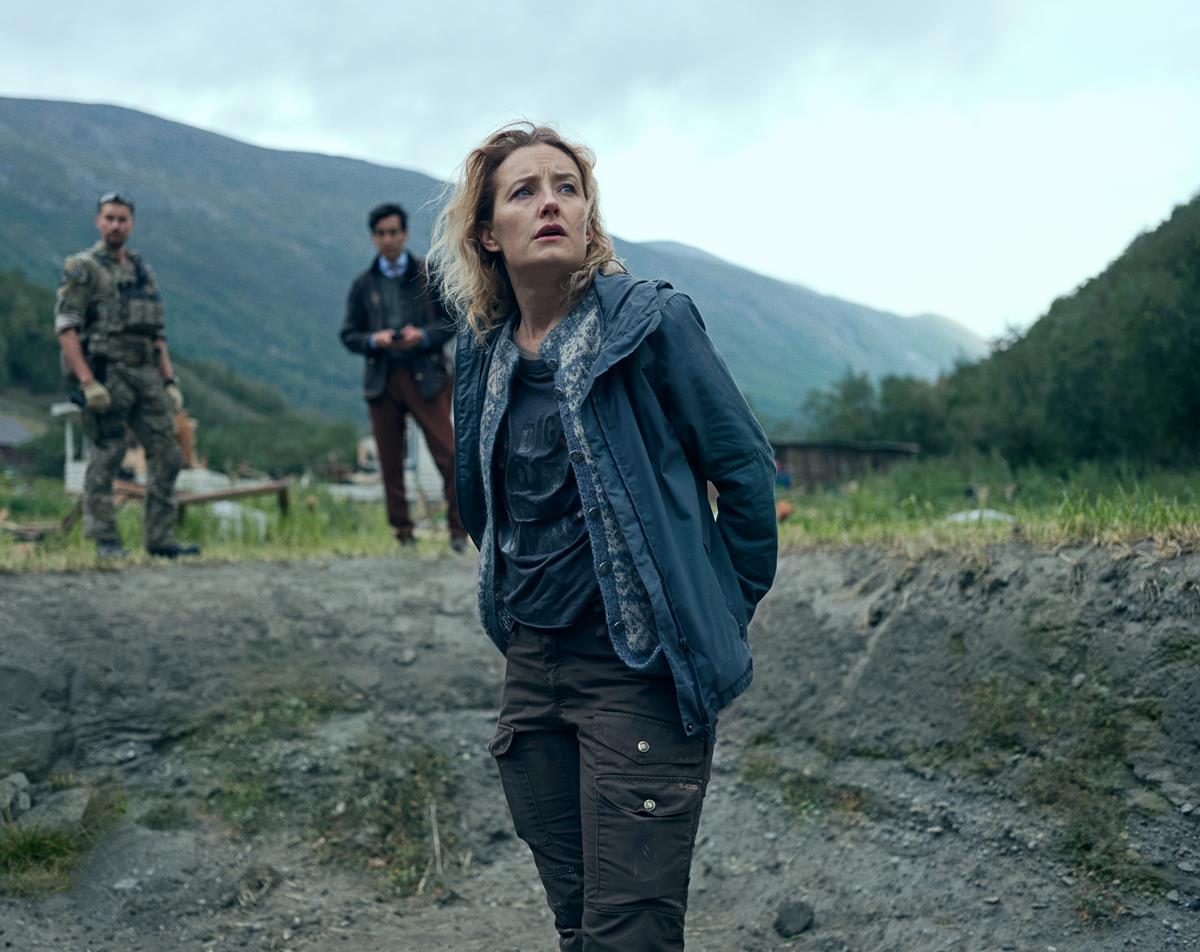 Mads Sjøgård Pettersen as Captain Kris, Kim S. Falck-Jørgensen as Andreas Isaksen, and Ine Marie Wilmann as Nora Tidemann in writer-director Roar Uthaug’s “Troll.” Cr: Netflix