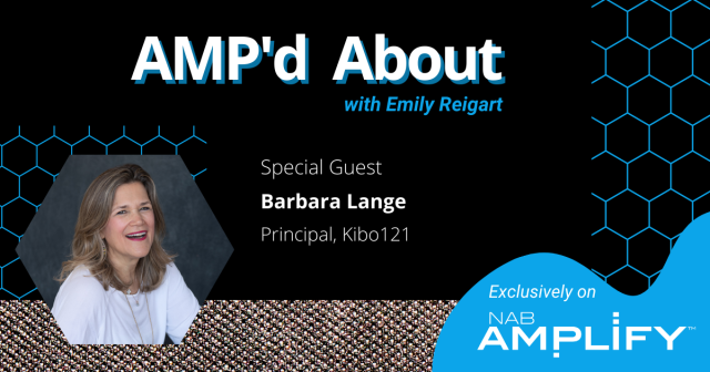 Amp'd About graphic featuring Barbara Lange headshot